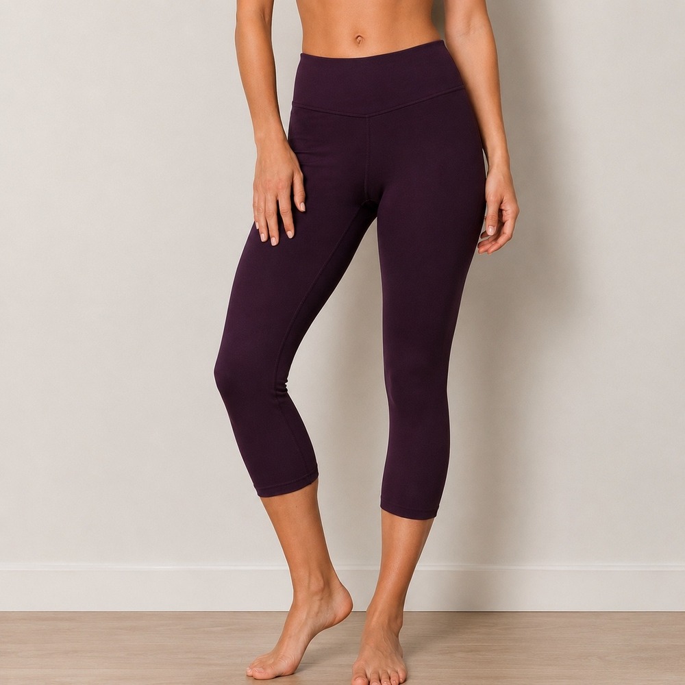 Balance Collection Women's Plum High Rise Capri Leggings Yoga Activewear M